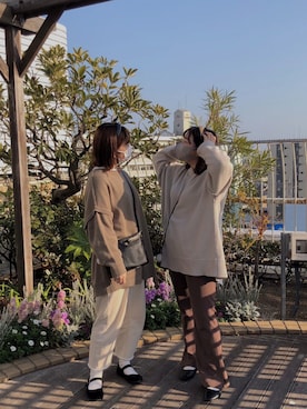 「RETRO GIRL（レトロガール）のタックセミフレアパンツ（その他パンツ）」を使った、𝚊𝚢𝚊さん（レディース・154cm）の冬コーディネート