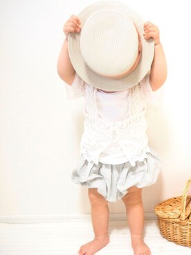 「アイテム（その他ベビー用品、シルバー系）」を使った、Sanaさん（キッズ・80cm）の春コーディネート