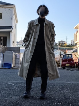 「古着好きな人と繋がりたい」｜「アイテム（ステンカラーコート）」を使った、komu_co_07さん（メンズ・173cm）の秋コーディネート