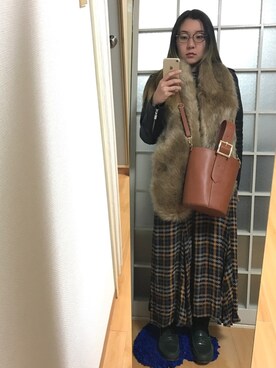 「アイテム（ファンデーション、パープル系）」を使った、みひろさん（レディース・159cm）の冬コーディネート