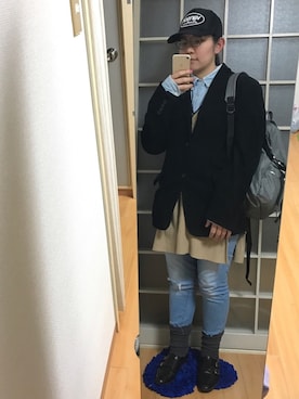 「モンクシューズ」｜「アイテム（ジャケット/アウター）」を使った、みひろさん（レディース・159cm）の冬コーディネート