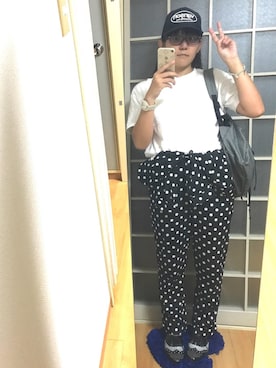 「パジャマ」｜「アイテム（つなぎ/オールインワン）」を使った、みひろさん（レディース・159cm）の秋コーディネート