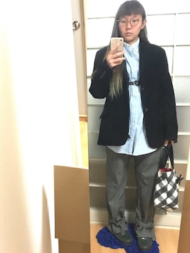 「ダンガリーシャツ」｜「アイテム（その他）」を使った、みひろさん（レディース・159cm）の秋コーディネート