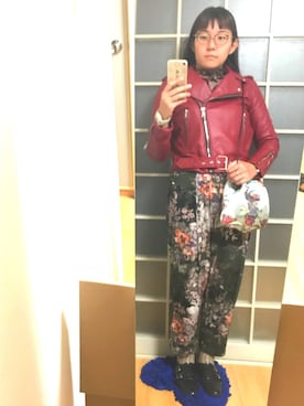 「モンクシューズ」｜「アイテム（ライダースジャケット）」を使った、みひろさん（レディース・159cm）の秋コーディネート