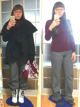「タートルネック」｜「アイテム（ベースメイク）」を使った、みひろさん（レディース・159cm）の冬コーディネート