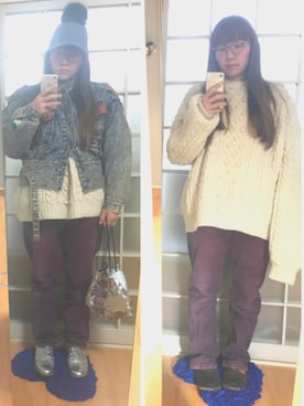 「巾着バッグ」｜「アイテム（ファンデーション）」を使った、みひろさん（レディース・159cm）の冬コーディネート