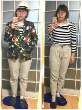 「柄×柄」｜「アイテム（その他シューズ）」を使った、みひろさん（レディース・159cm）の春コーディネート