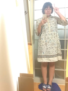 「スリッパ」｜「アイテム（ワンピース/ドレス）」を使った、みひろさん（レディース・159cm）の秋コーディネート