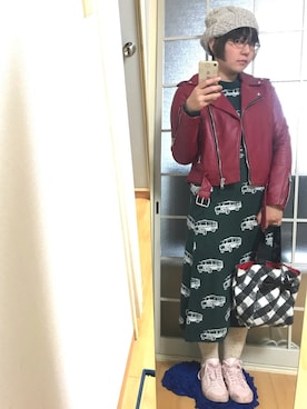 「RETRO GIRL（レトロガール）のアイテム（ニットキャップ/ビーニー）」を使った、みひろさん（レディース・159cm）の冬コーディネート