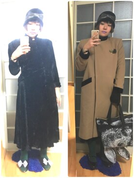「アイテム（ファンデーション、パープル系）」を使った、みひろさん（レディース・159cm）の冬コーディネート