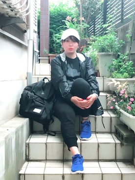 「ウォーキングスタイル」｜「アイテム（ブルゾン）」を使った、Nahoko Miyaokaさん（レディース・158cm）の夏コーディネート