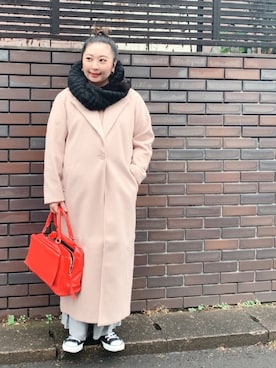 「アイラブCONVERSE」｜「アイテム（チェスターコート）」を使った、Nahoko Miyaokaさん（レディース・158cm）の冬コーディネート