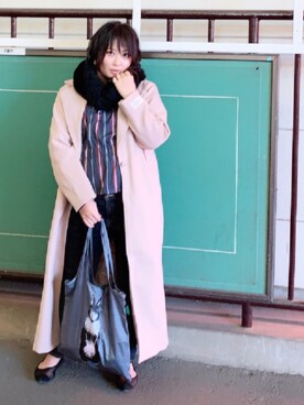 「zozoデニム」｜「アイテム（チェスターコート）」を使った、Nahoko Miyaokaさん（レディース・158cm）の冬コーディネート