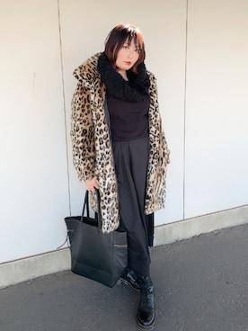 Nahoko Miyaokaさん（レディース・158cm）の冬コーディネート