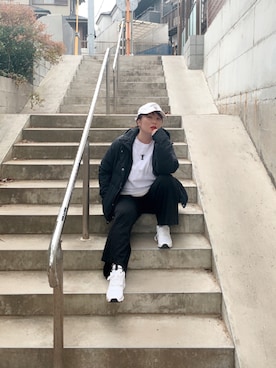 Nahoko Miyaokaさん（レディース・158cm）の冬コーディネート