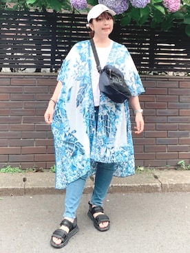 「zozoデニム」｜「アイテム（キャップ）」を使った、Nahoko Miyaokaさん（レディース・157cm）の夏コーディネート