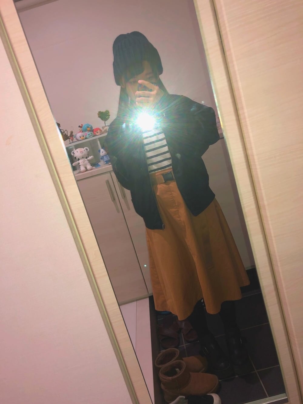 「repipi armarioのエンジニアブーツ（ブーツ、ブラック系）」を使った、Luaさん（レディース・149cm）の冬コーディネートの1枚目の写真