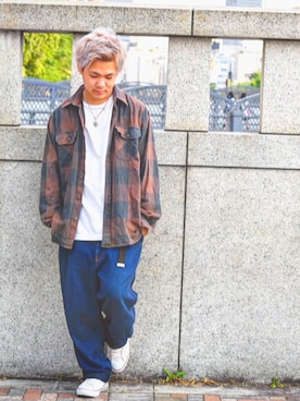 「アイテム（その他トップス、ブラウン系）」を使った、masakiさん（メンズ・164cm）の夏コーディネート