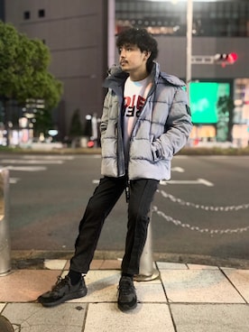 「DIESEL（ディーゼル）のアイテム（ダウンジャケット/コート）」を使った、FUJISAWAさん（メンズ・175cm）の秋コーディネート