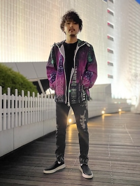 「DIESEL（ディーゼル）のアイテム（ナイロンジャケット）」を使った、FUJISAWAさん（メンズ・175cm）の春コーディネート