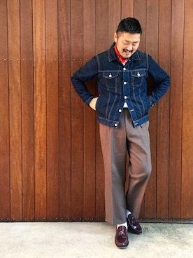 「MUJI」｜「アイテム（デニムジャケット）」を使った、KOIZUMI TAIKIさん（メンズ・173cm）の春コーディネート