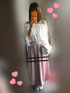 「GRL（グレイル）のアイテム（シャツ/ブラウス、ホワイト系）」を使った、えりさん（レディース）の春コーディネート