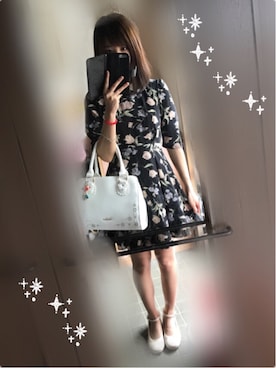 「dazzlin（ダズリン）のアイテム（ワンピース、ブラック系）」を使った、えりさん（レディース）の春コーディネート