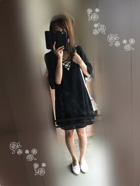 「GRL（グレイル）のアイテム（ワンピース、ブラック系）」を使った、えりさん（レディース）の夏コーディネート