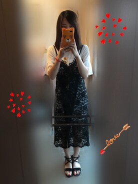 「chuu（チュー）のアイテム（ワンピース、ブラック系）」を使った、えりさん（レディース）の夏コーディネート