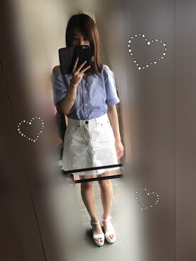 「INGNI（イング）のアイテム（スカート、ホワイト系）」を使った、えりさん（レディース）の夏コーディネート