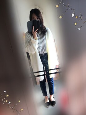 「HOTPING（ホッピン）のアイテム（シャツ/ブラウス、ホワイト系）」を使った、えりさん（レディース）の冬コーディネート