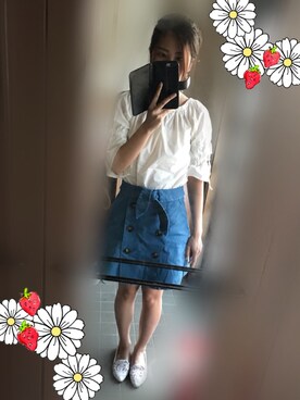 「dazzlin（ダズリン）のアイテム（スカート、ブルー系）」を使った、えりさん（レディース）の春コーディネート