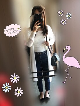 「GRL（グレイル）のアイテム（トップス、ホワイト系）」を使った、えりさん（レディース）の春コーディネート
