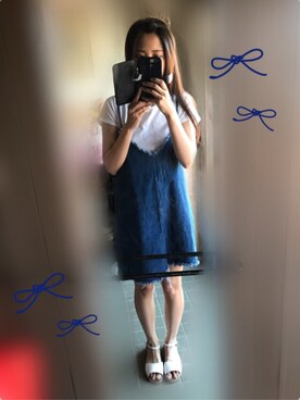 「no brand（ノーブランド）のアイテム（ワンピース、ブルー系）」を使った、えりさん（レディース）の夏コーディネート