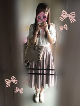 「GRL（グレイル）のアイテム（スカート、ピンク系）」を使った、えりさん（レディース）の秋コーディネート