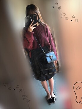 「GRL（グレイル）のアイテム（ニット/セーター、レッド系）」を使った、えりさん（レディース）の秋コーディネート
