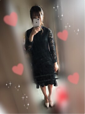 「no brand（ノーブランド）のアイテム（ワンピース、ブラック系）」を使った、えりさん（レディース）の秋コーディネート