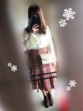 「GRL（グレイル）のアイテム（スカート、ピンク系）」を使った、えりさん（レディース）の冬コーディネート