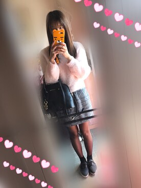 「GRL（グレイル）のアイテム（ニット/セーター、ピンク系）」を使った、えりさん（レディース）の冬コーディネート