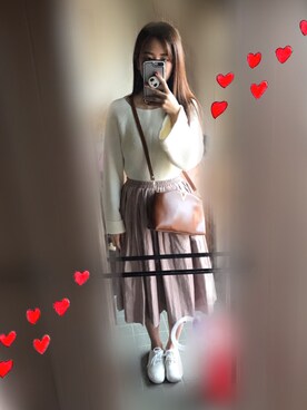 「WEGO（ウィゴー）のアイテム（ニット/セーター、ホワイト系）」を使った、えりさん（レディース）の春コーディネート