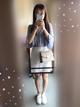 「no brand（ノーブランド）のアイテム（スカート、ホワイト系）」を使った、えりさん（レディース）の春コーディネート