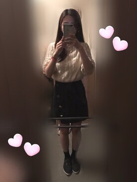 「GOGOSING（ゴゴシング）のアイテム（スカート、ブラック系）」を使った、えりさん（レディース）の夏コーディネート