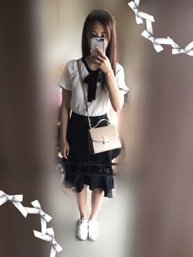 「DK GIRLのアイテム（ワンピース、ホワイト系）」を使った、えりさん（レディース）の夏コーディネート