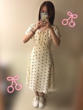 「DK-GIRLのアイテム（ワンピース、ホワイト系）」を使った、えりさん（レディース）の夏コーディネート
