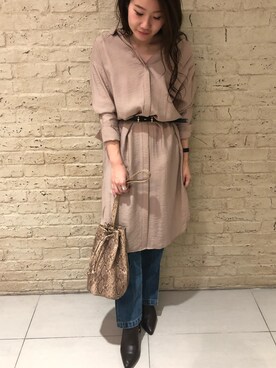 「アイテム（シャツワンピース）」を使った、mutsumi_lemageさん（レディース・164cm・20代）の冬コーディネート