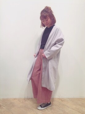 「NICE CLAUP（ナイスクラップ）のアイテム（ノーカラージャケット）」を使った、𝑚 𝑖 𝑠 𝑎 𝑡 𝑜さん（レディース・161cm）の冬コーディネート