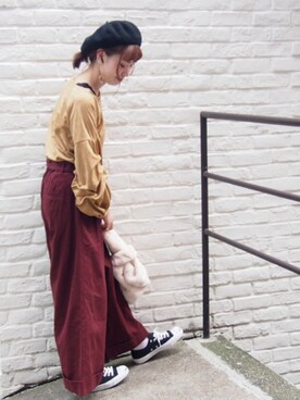 「NICE CLAUP（ナイスクラップ）のアイテム（パンツ）」を使った、𝑚 𝑖 𝑠 𝑎 𝑡 𝑜さん（レディース・161cm）の秋コーディネート