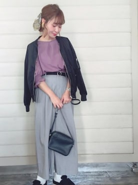 「NICE CLAUP（ナイスクラップ）のアイテム（ブルゾン）」を使った、𝑚 𝑖 𝑠 𝑎 𝑡 𝑜さん（レディース・161cm）の秋コーディネート