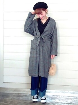 「NICE CLAUP（ナイスクラップ）のアイテム（その他アウター）」を使った、𝑚 𝑖 𝑠 𝑎 𝑡 𝑜さん（レディース・161cm）の秋コーディネート
