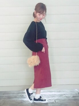 「NICE CLAUP（ナイスクラップ）のアイテム（スウェット）」を使った、𝑚 𝑖 𝑠 𝑎 𝑡 𝑜さん（レディース・161cm）の秋コーディネート